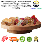 Mix Turkish Nougat Premium Almond and Pistachio Handmade Nougat Mixed Flavoured Nougat 250g 500g 1kg Halal Natural Product Fast Delivery New Arrival
