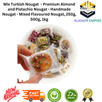 Mix Turkish Nougat Premium Almond and Pistachio Handmade Nougat Mixed Flavoured Nougat 250g 500g 1kg Halal Natural Product Fast Delivery New Arrival