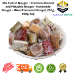 Mix Turkish Nougat Premium Almond and Pistachio Handmade Nougat Mixed Flavoured Nougat 250g 500g 1kg Halal Natural Product Fast Delivery New Arrival