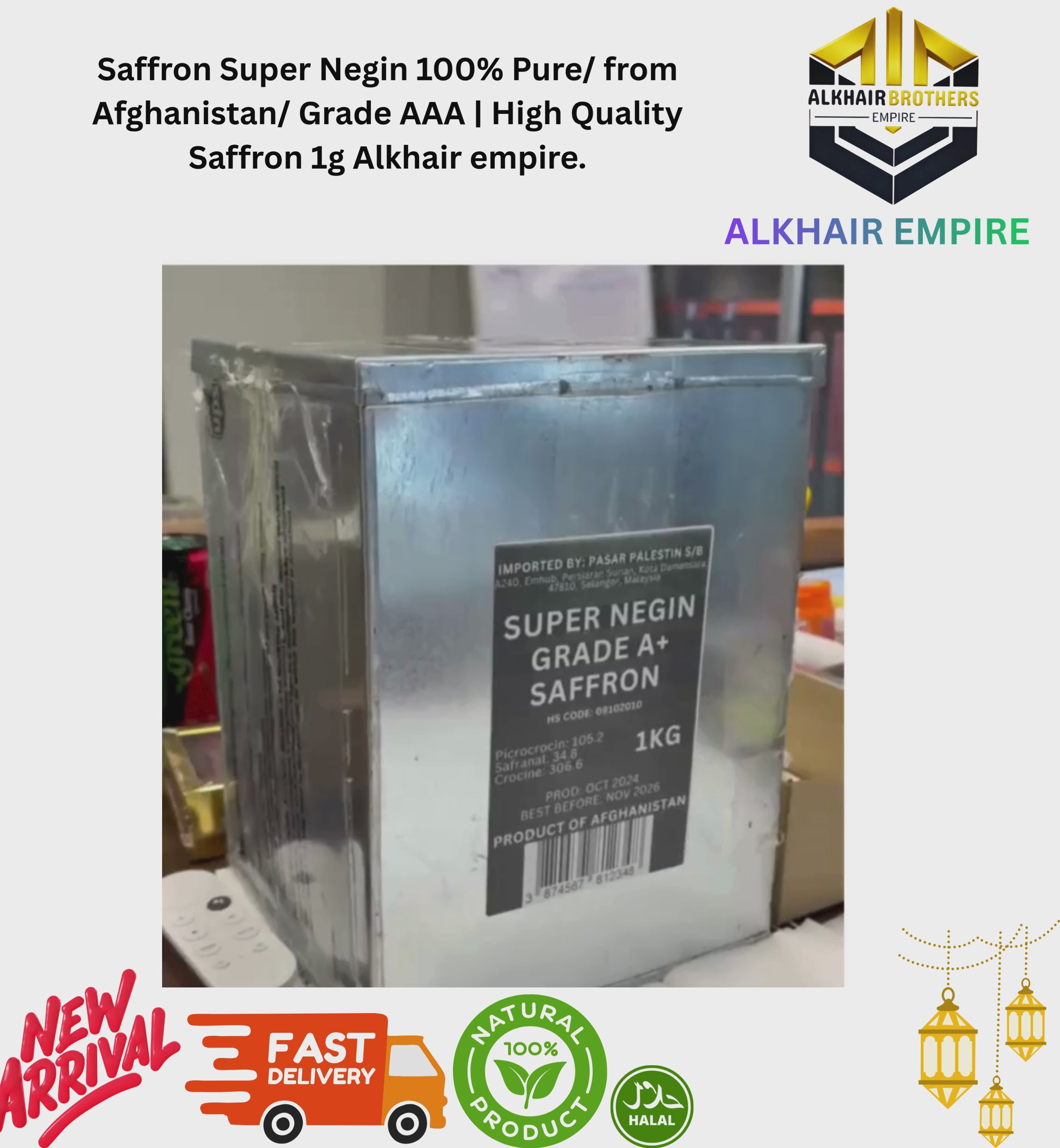 Saffron Super Negin 100% Pure/ from Afghanistan/ Grade AAA | High Quality Saffron 1g Alkhair empire.